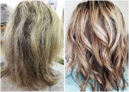 Damaged hair and repaired hair